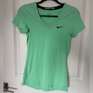 Nike Women's Neon Mint Green V-Neck Tee